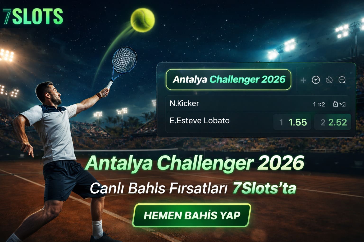 7slots casinoda Antalya Challenger 2026 bahisleri